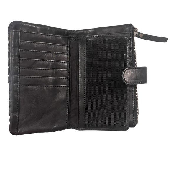 Vilenca Holland Black Woven Leather Clutch Wallet NWT $75 - Picture 2 of 16